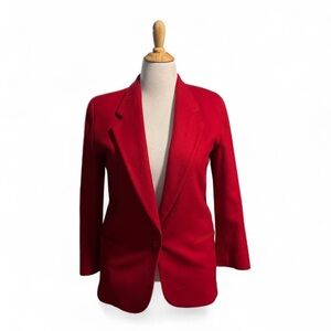 VTG L.L. Bean Red Wool Blazer 8P Made in USA Classic Single Button Lined Jacket